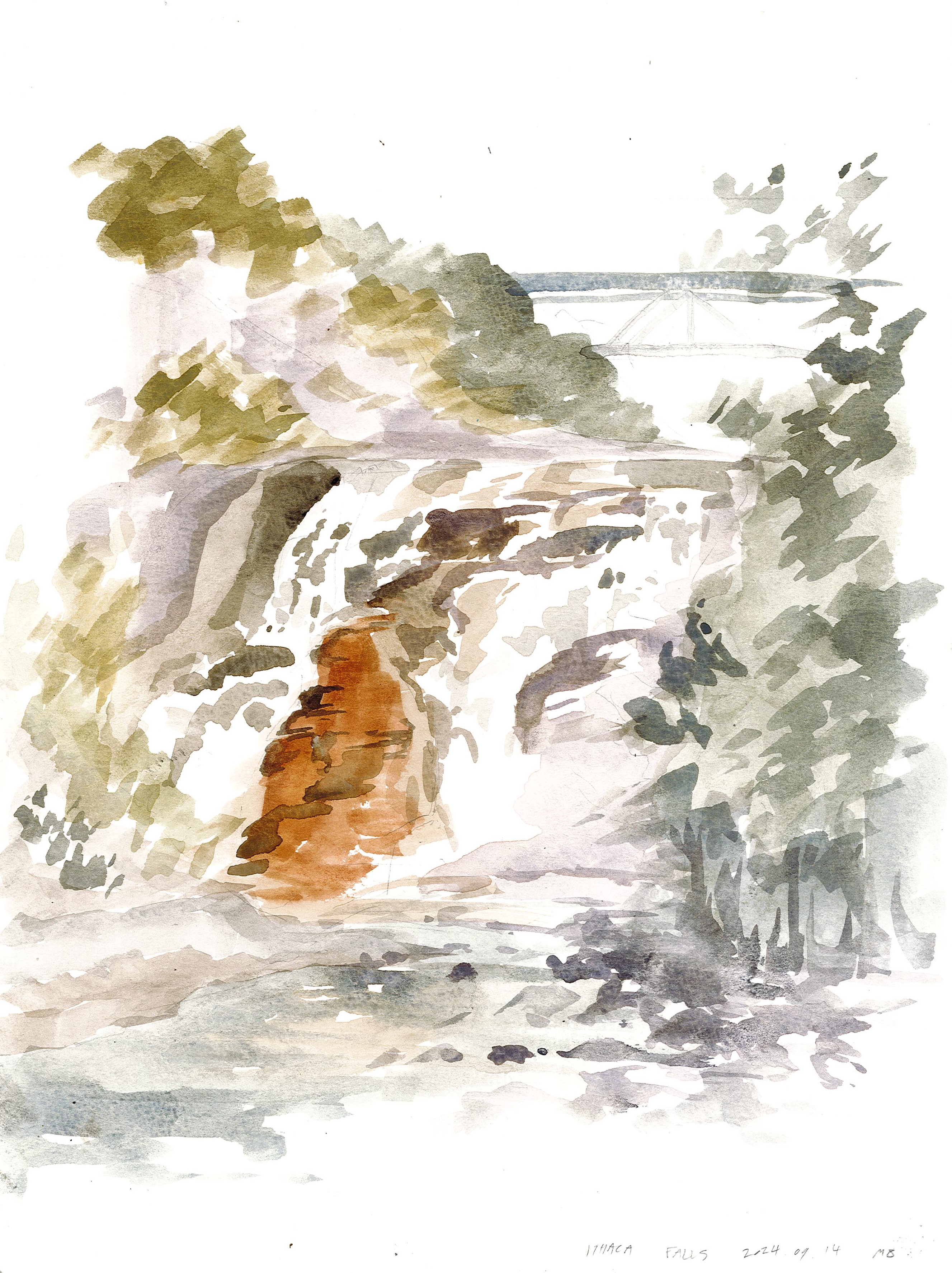 Watercolor painting of Ithaca Falls
